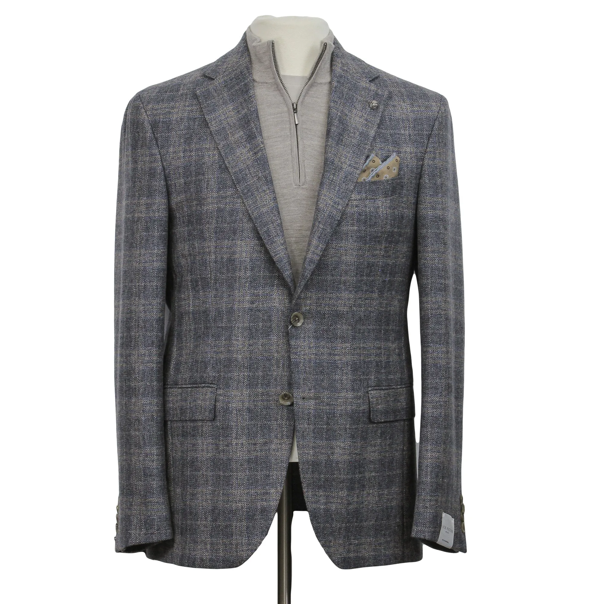 Gray & Beige Checked Wool Sport Jacket - Jack Victor