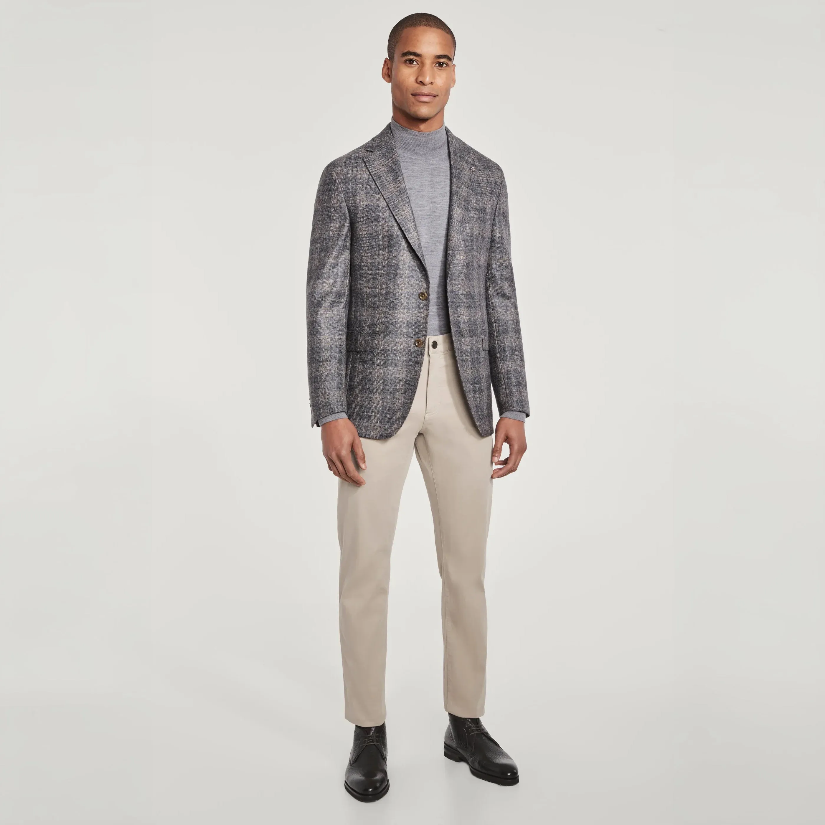 Gray & Beige Checked Wool Sport Jacket - Jack Victor