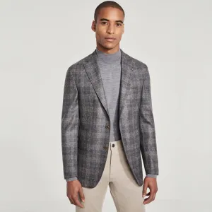 Gray & Beige Checked Wool Sport Jacket - Jack Victor