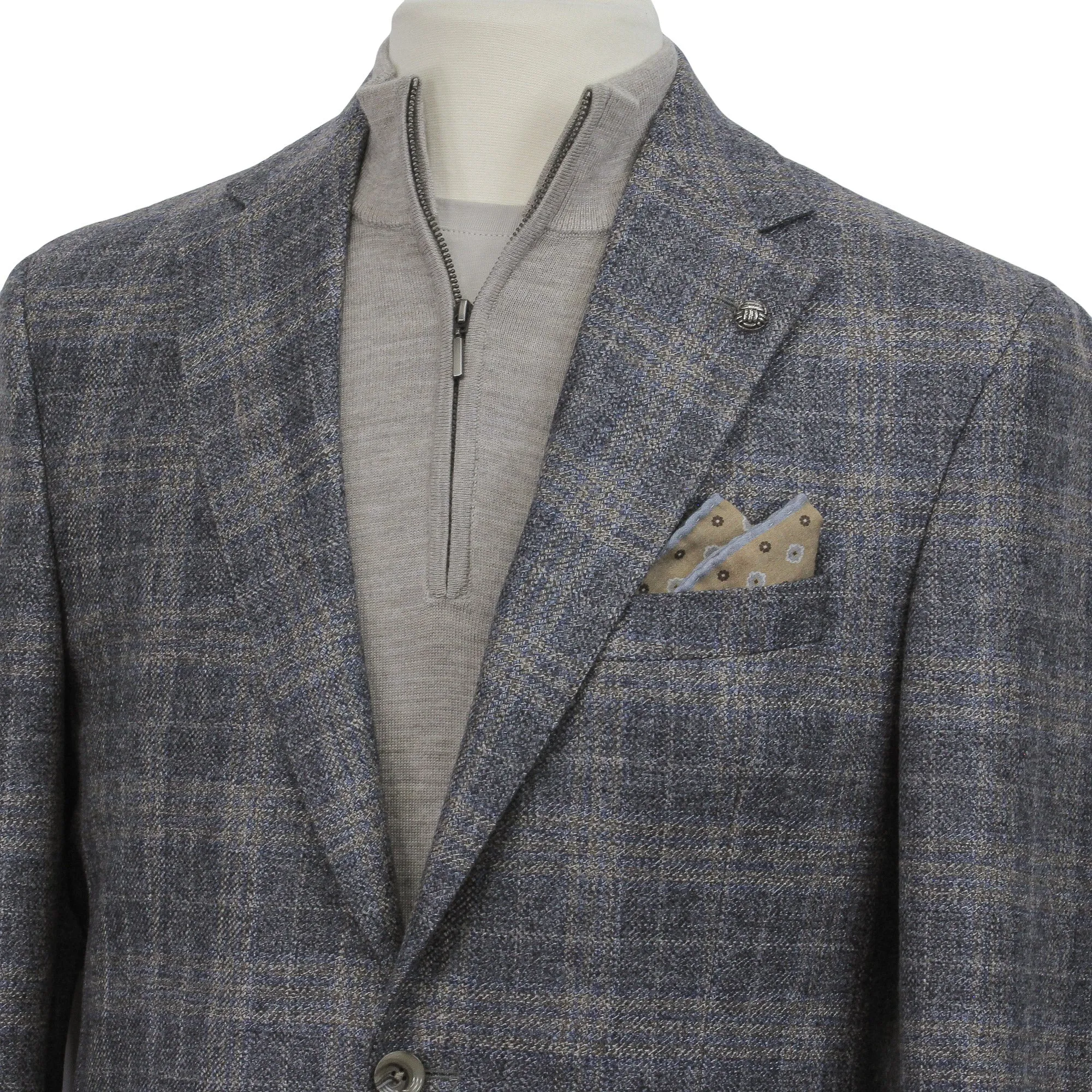 Gray & Beige Checked Wool Sport Jacket - Jack Victor