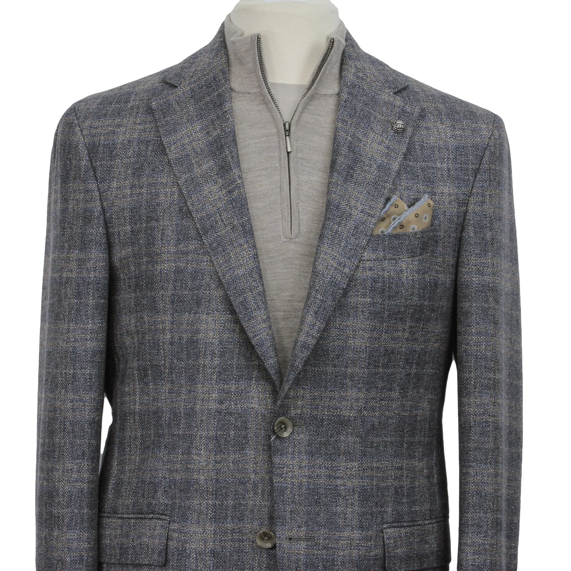 Gray & Beige Checked Wool Sport Jacket - Jack Victor