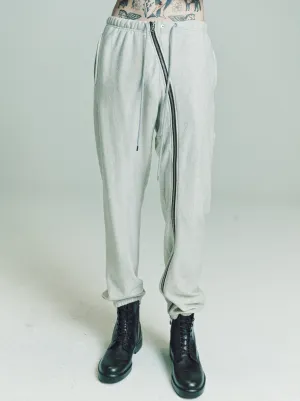 Grey Two-Way Zipper Reverse Jogger Pants