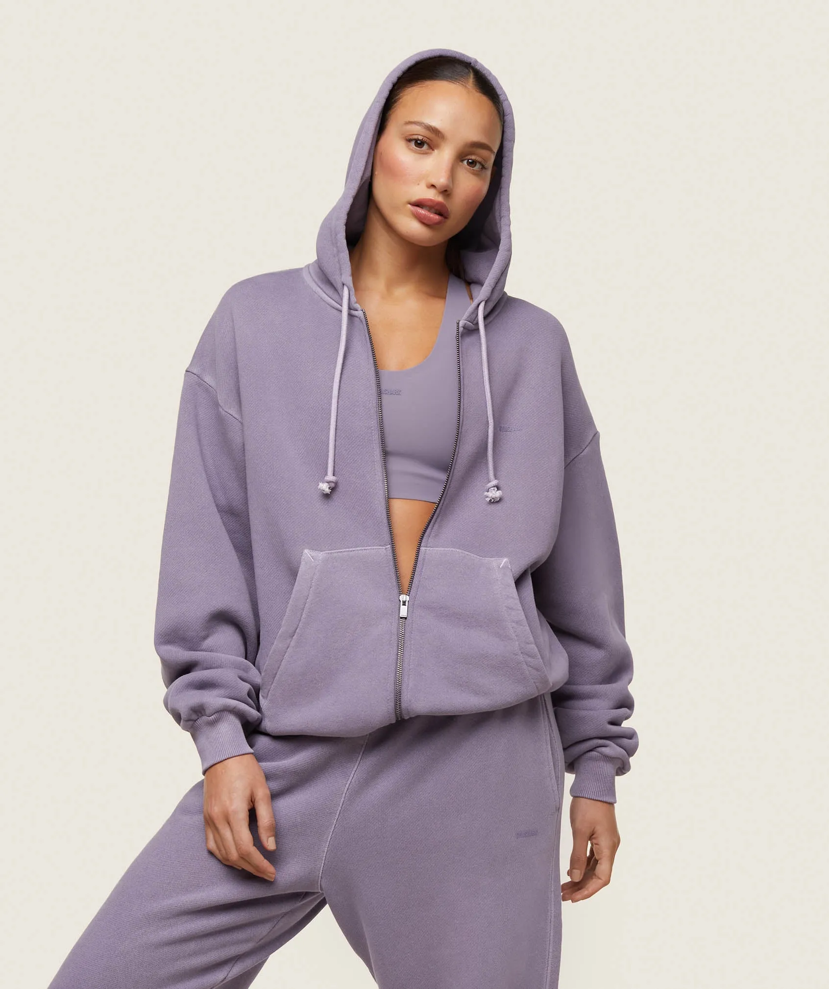 Gymshark everywear Relaxed Zip Hoodie - Fog Purple