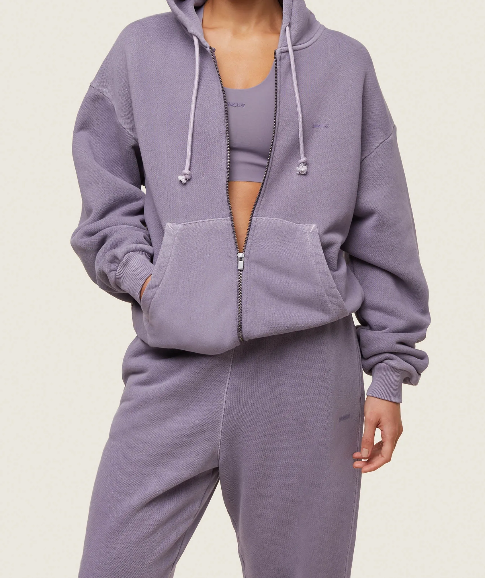 Gymshark everywear Relaxed Zip Hoodie - Fog Purple