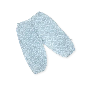 Handprinted  Organic Voile Pants - Art Deco - Blue