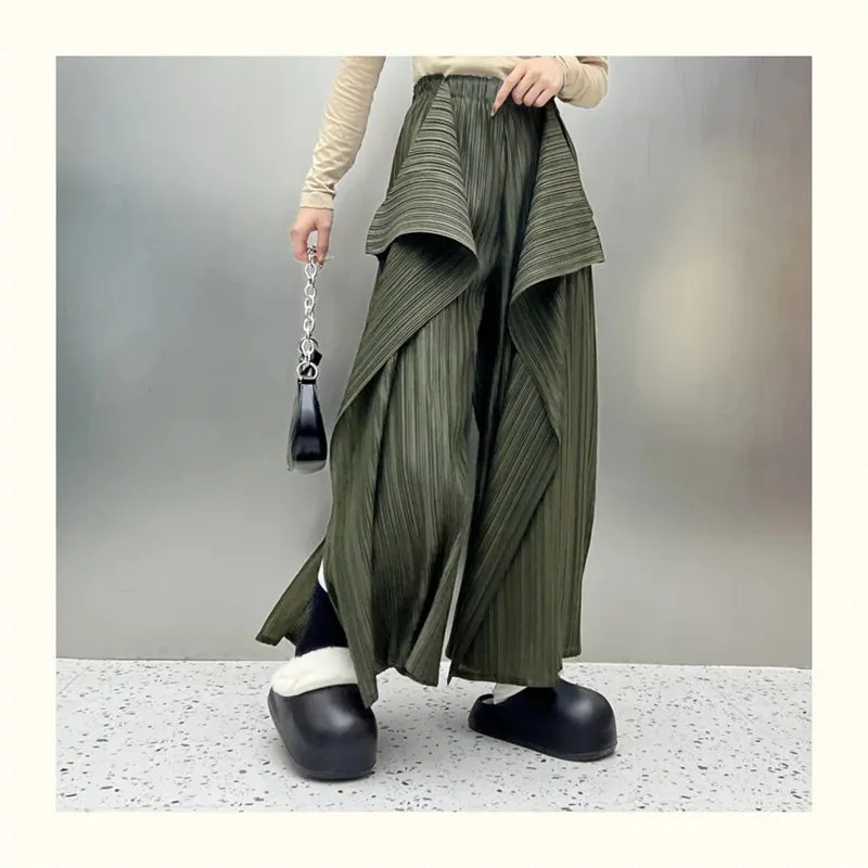 HEYFANCYSTYLE Modern Asymmetric Wide Leg Trousers