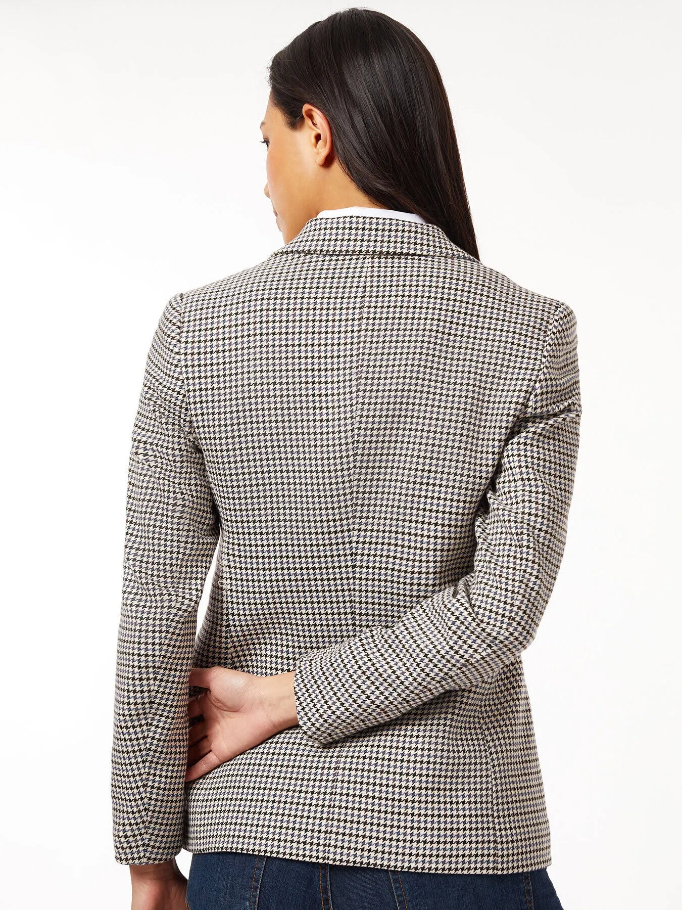 Houndstooth Two-Button Blazer