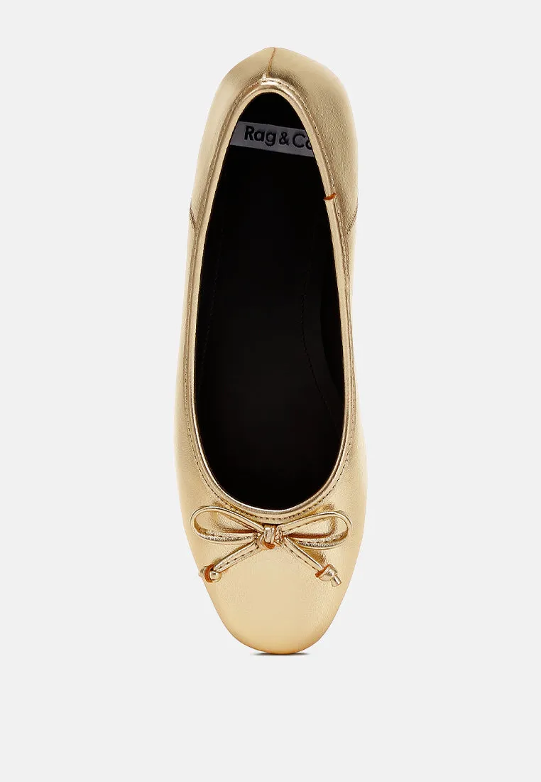 Ipara Bow Detail Metallic Ballerinas