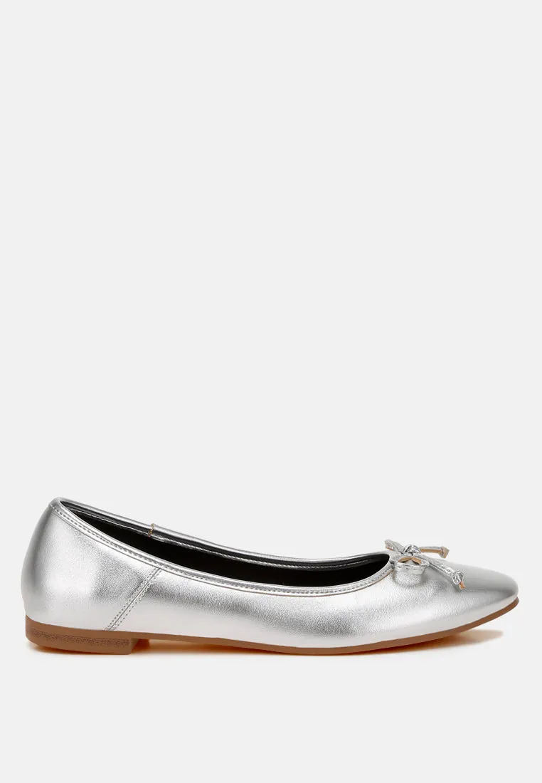 Ipara Bow Detail Metallic Ballerinas