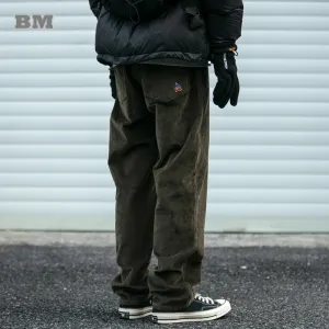 Japanese Streetwear Corduroy Casual Pants Baggy Straight Trousers