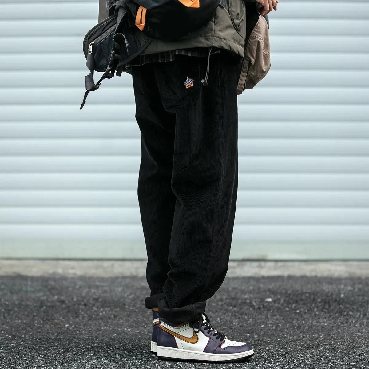 Japanese Streetwear Corduroy Casual Pants Baggy Straight Trousers