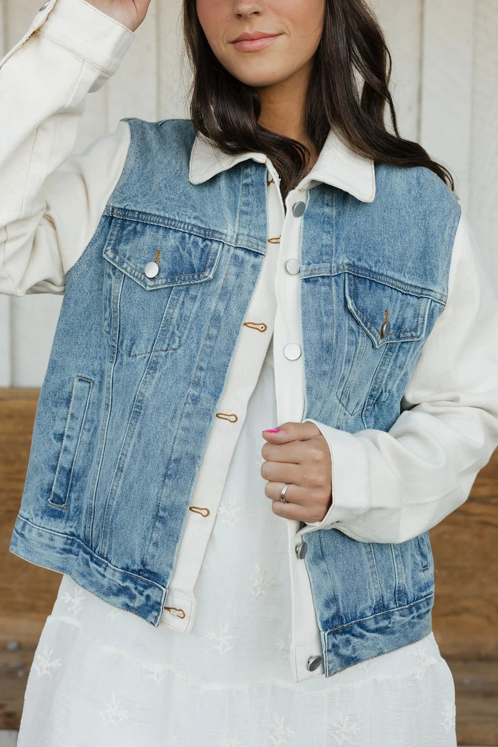 Karrie Jacket-Denim/Off White