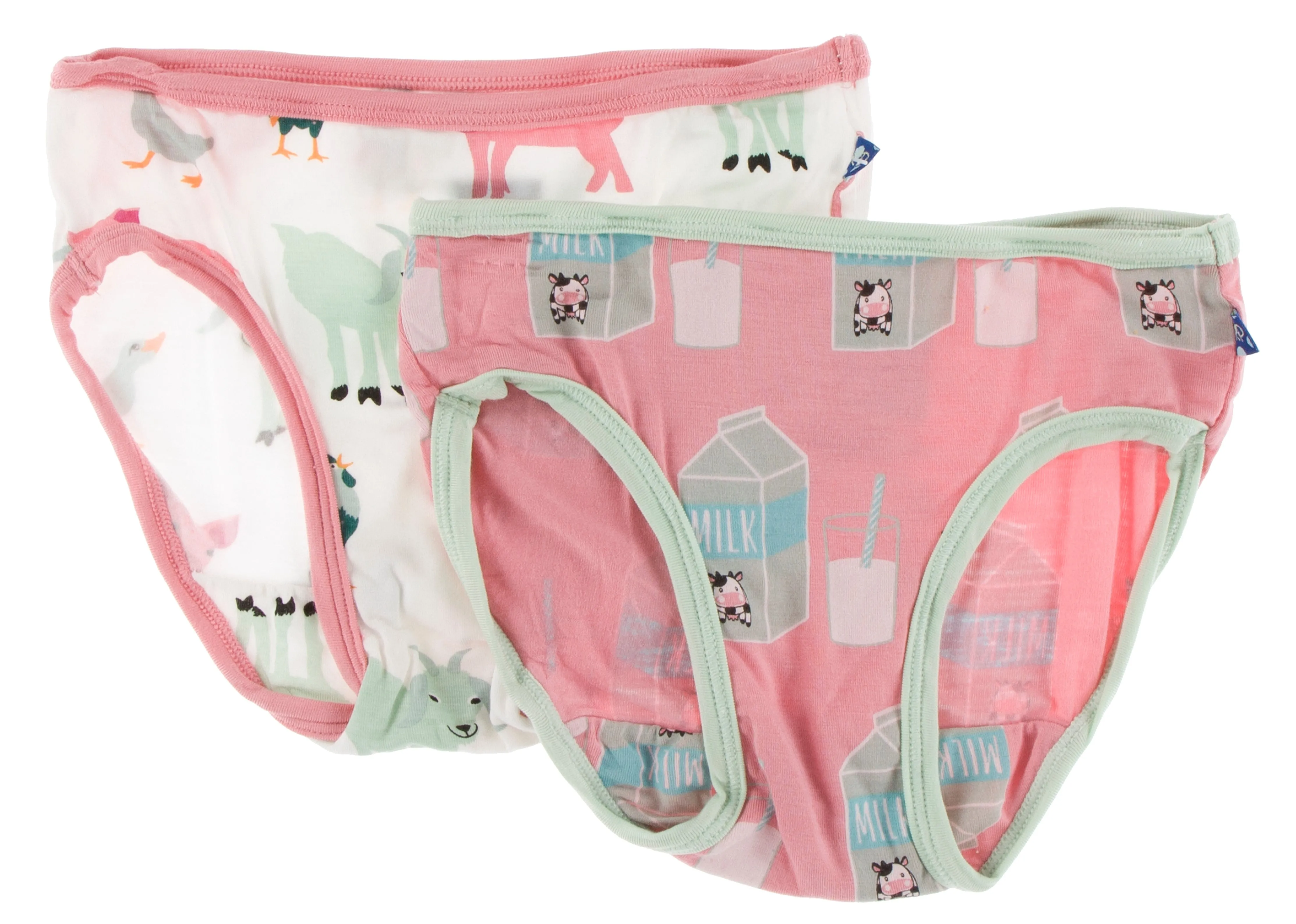 KicKee Pants Natural Farm Animals & Strawberry Milk Girls Underwear Set