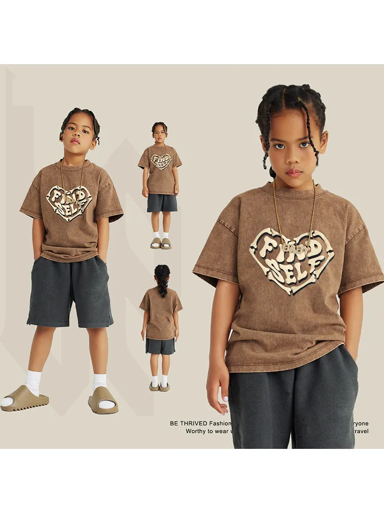 Kids' Washed Foam Printed Cotton Tees