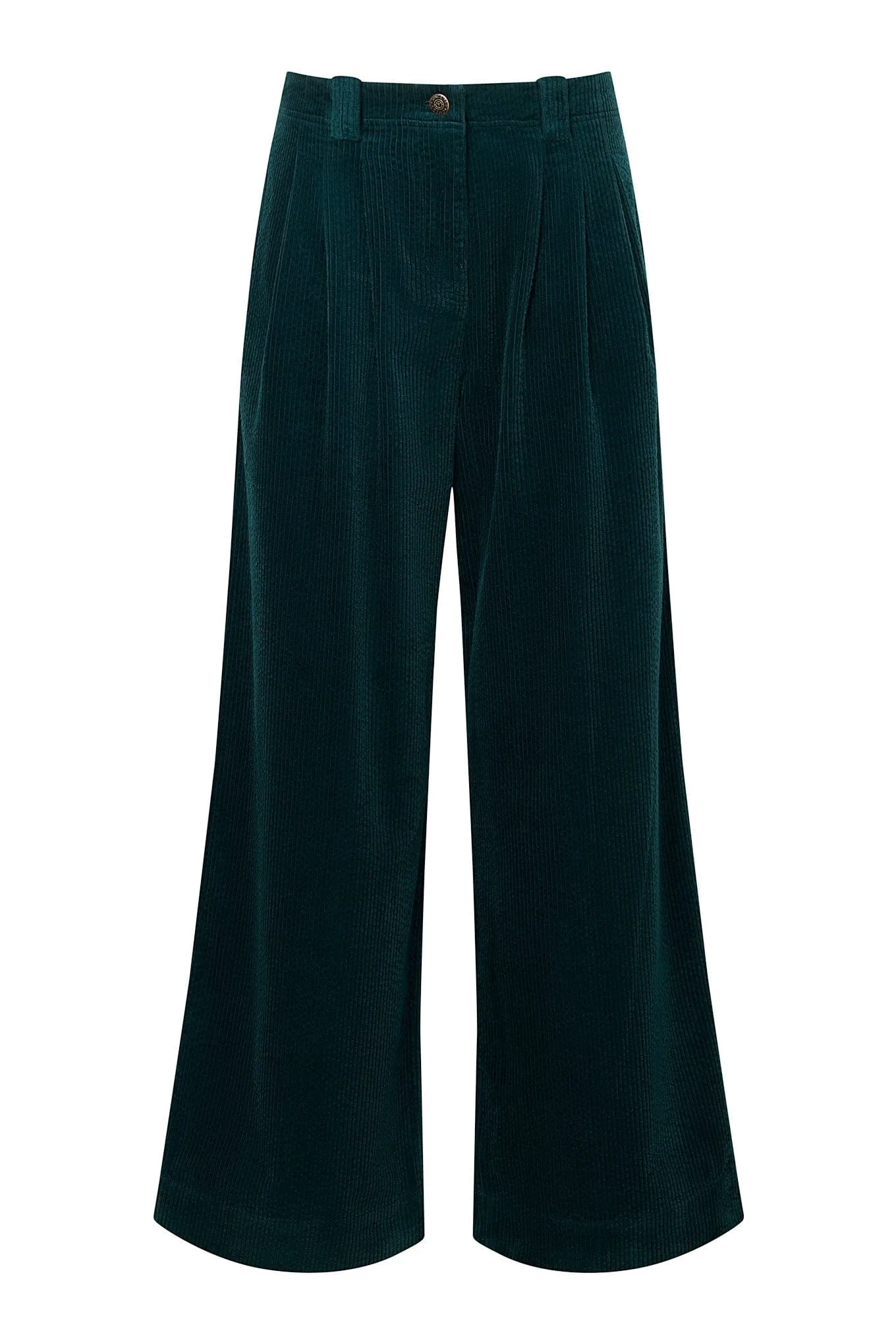 Lola Women's Organic Cotton Corduroy Trousers | Marine Green