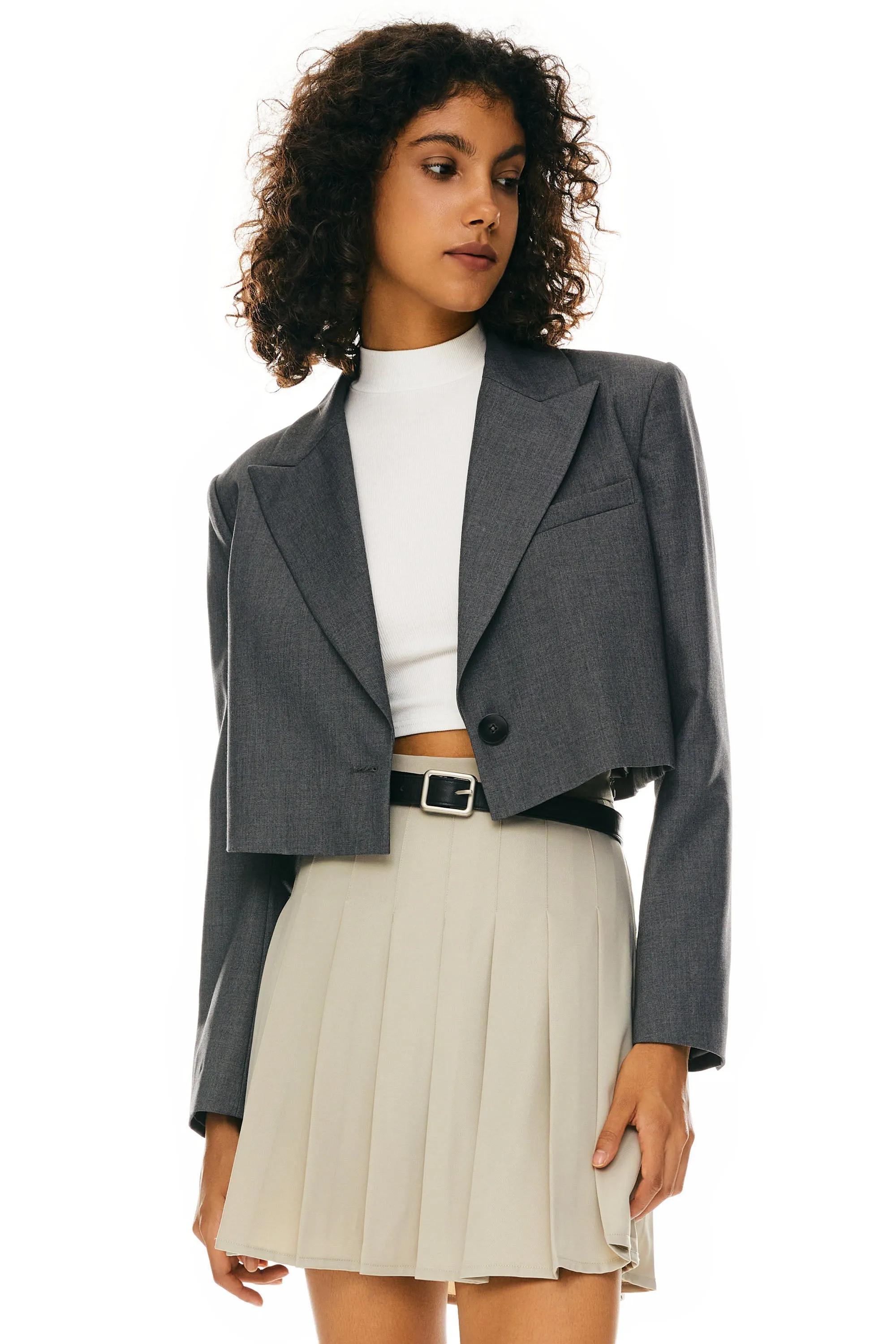 Long Sleeve Cropped Blazer Casual Business