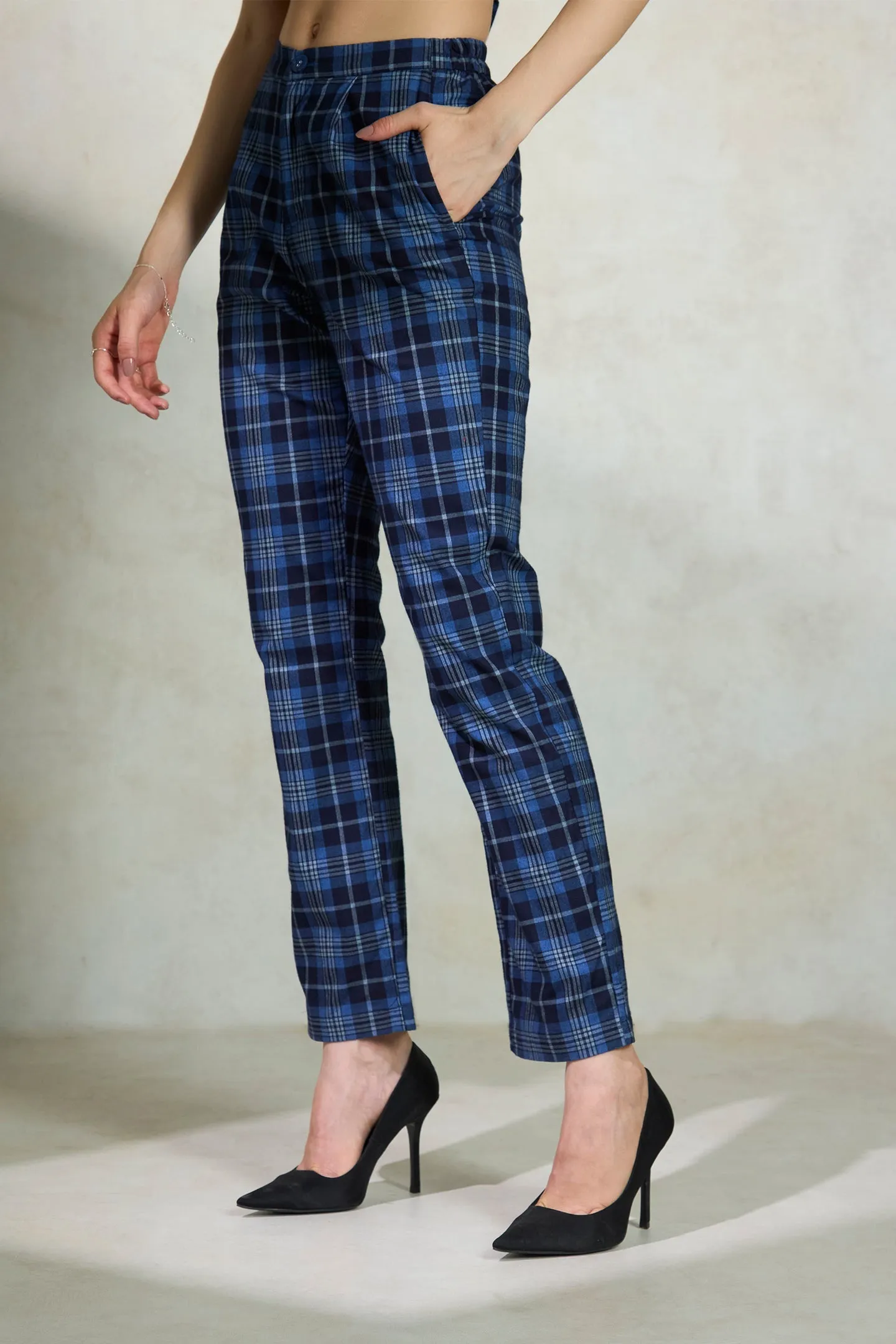 Lucy Trouser|Checked Cotton Trousers