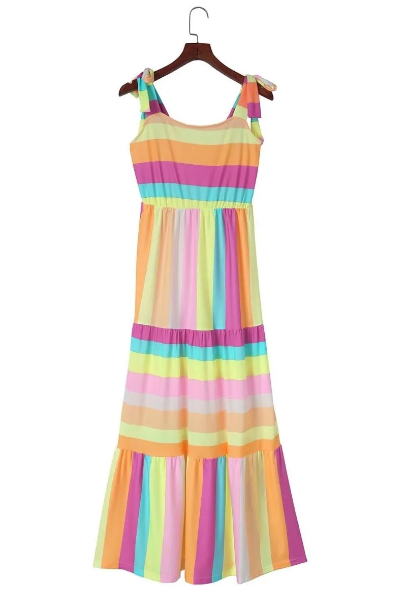 Melissa Multicolor Bow Knot Straps Maxi Dress