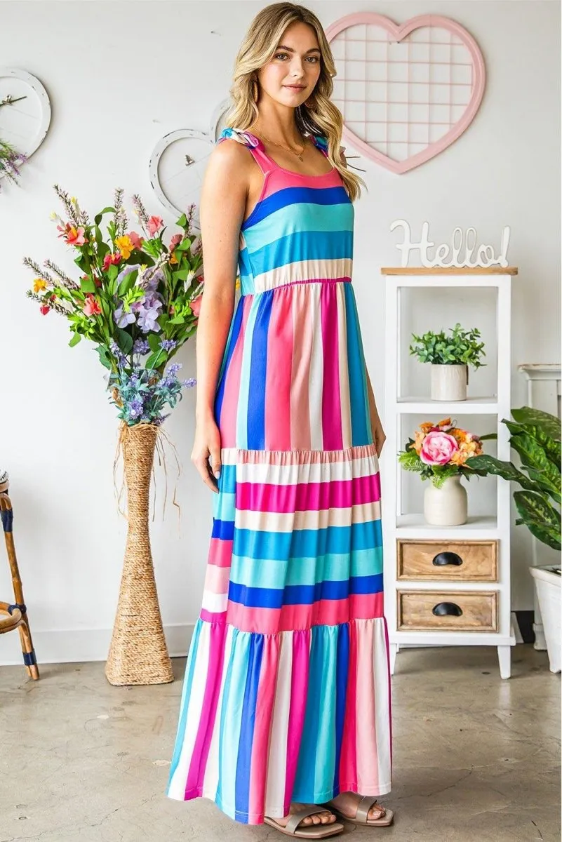 Melissa Multicolor Bow Knot Straps Maxi Dress