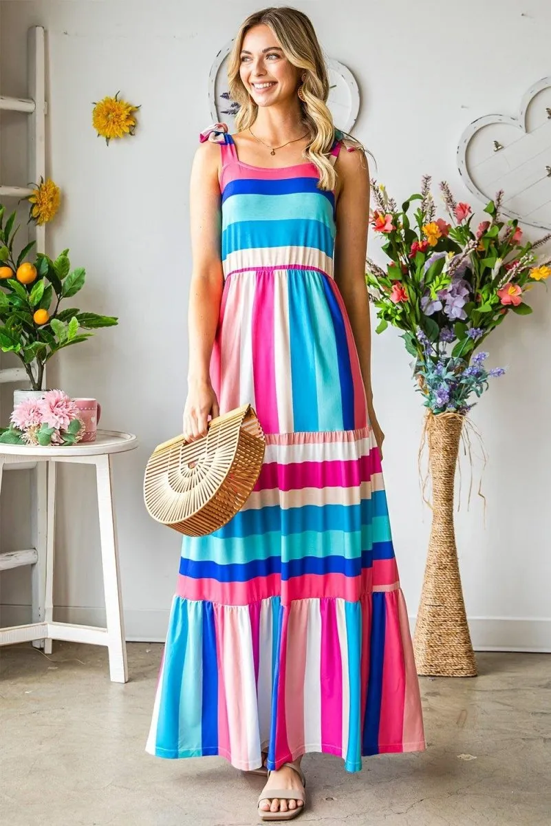 Melissa Multicolor Bow Knot Straps Maxi Dress