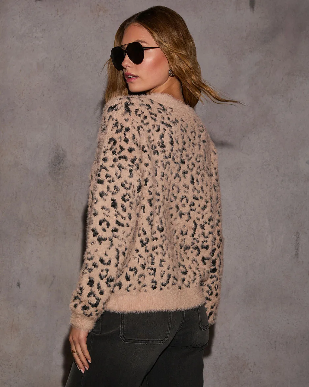 Meyer Animal Print Fuzzy Knit Sweater