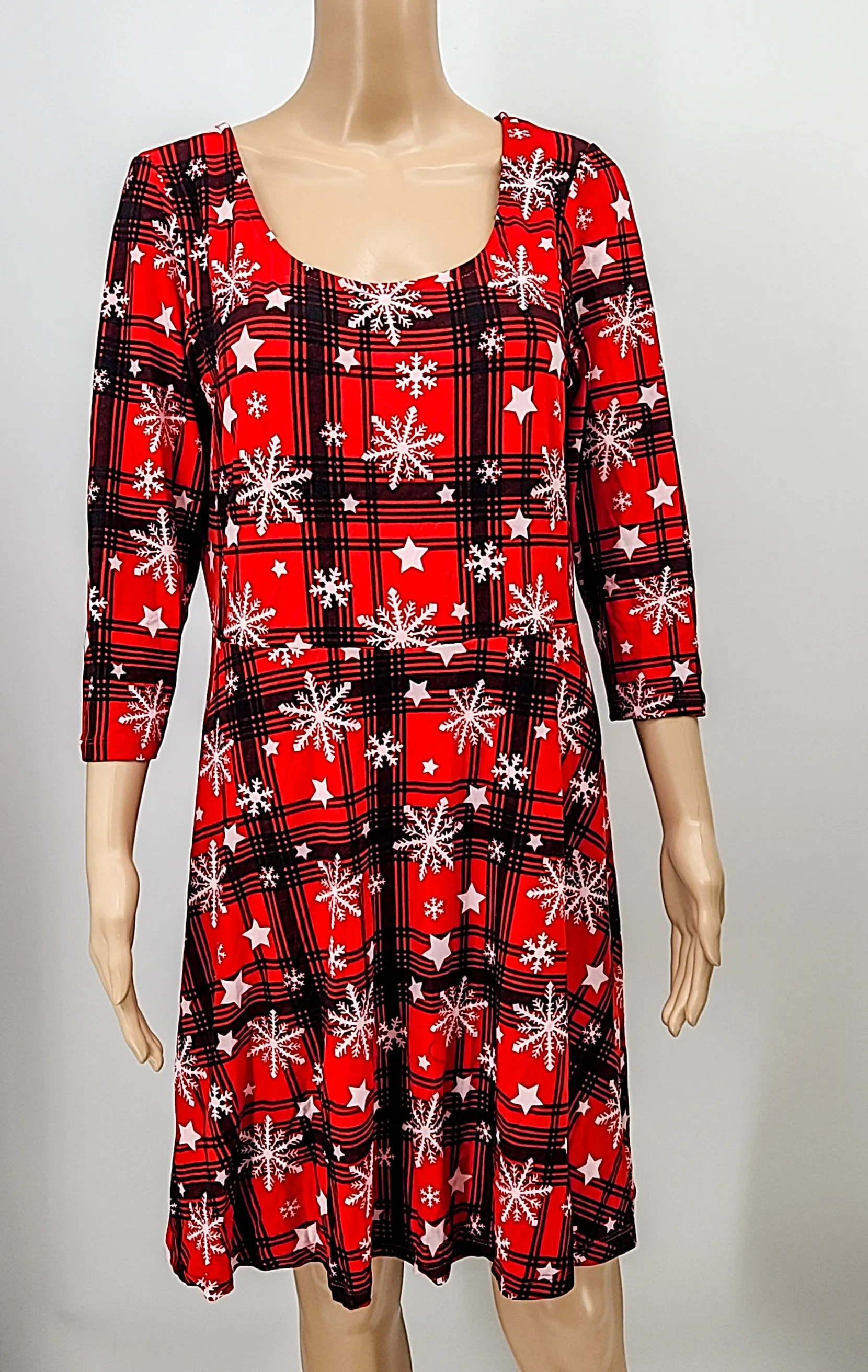 Planet Gold Trendy Plus Size Holiday-Print a- Line Dress, Size 1X