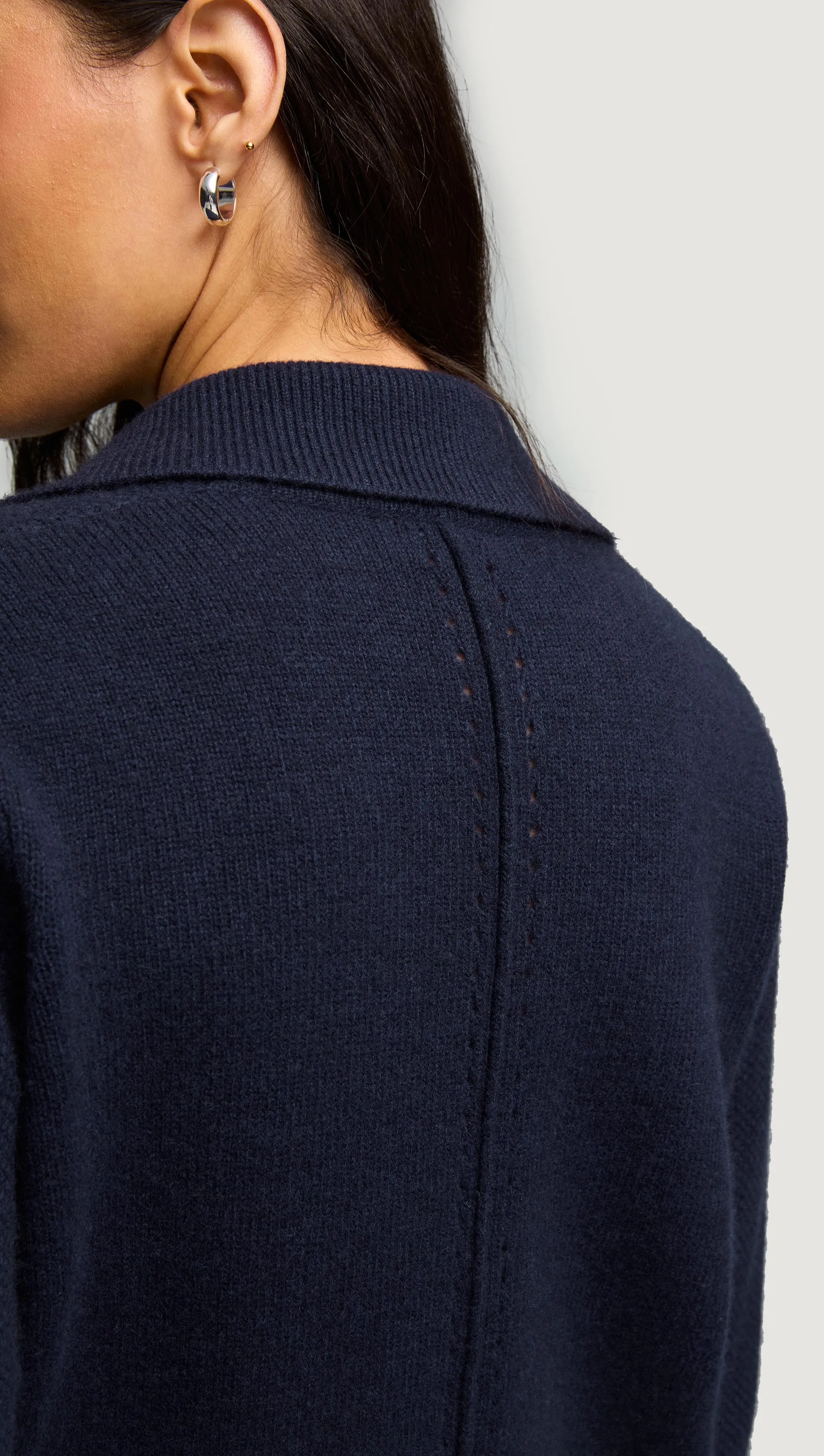 Polo Sweater in Wool Cashmere | Navy