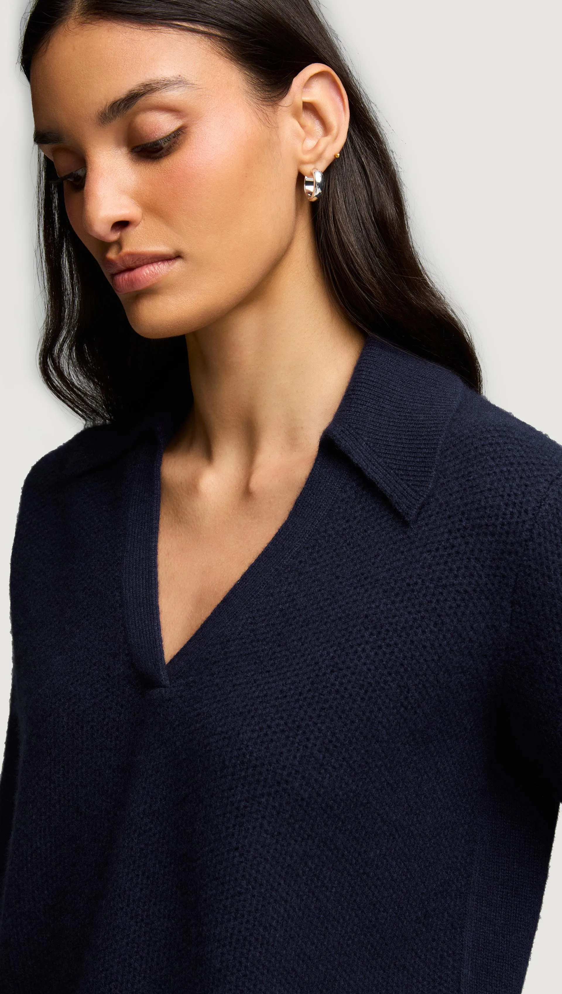 Polo Sweater in Wool Cashmere | Navy