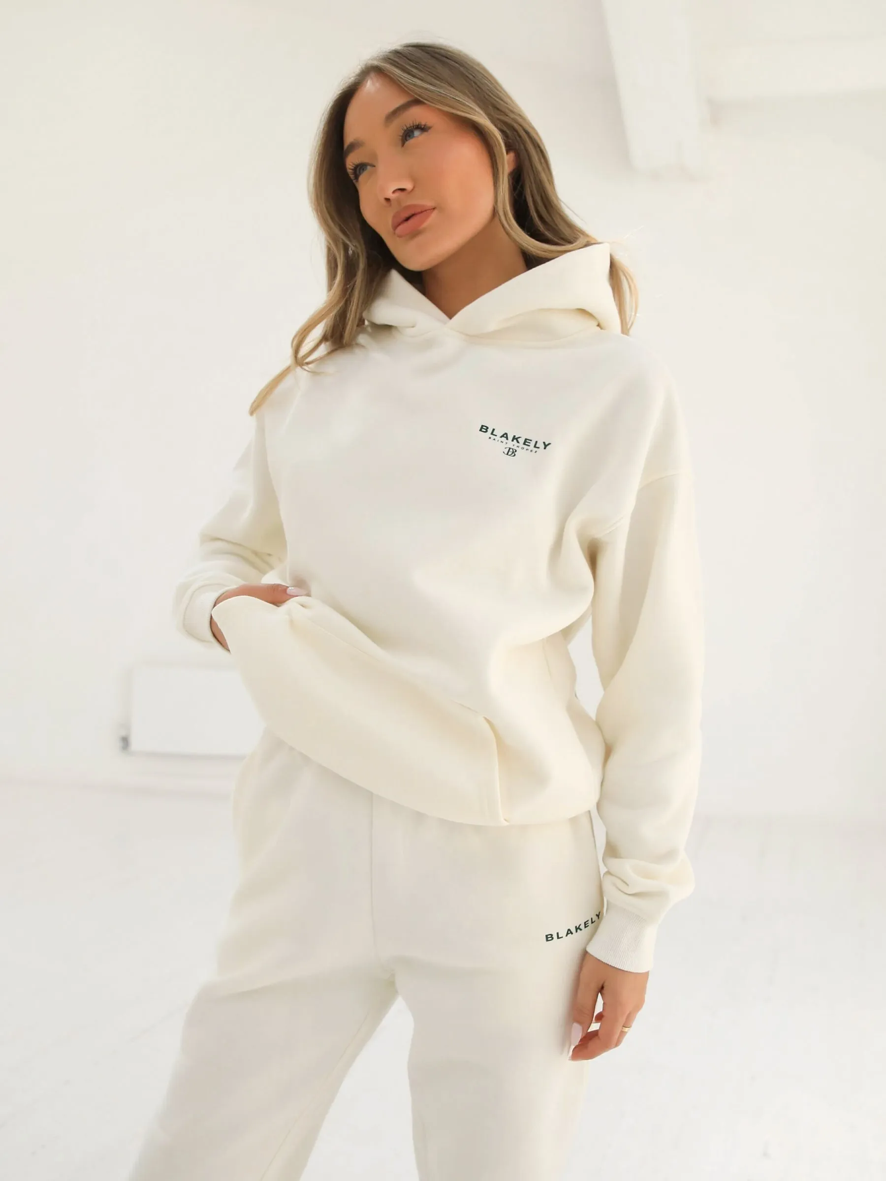 Riviera Initial Relaxed Women's Hoodie - Off White