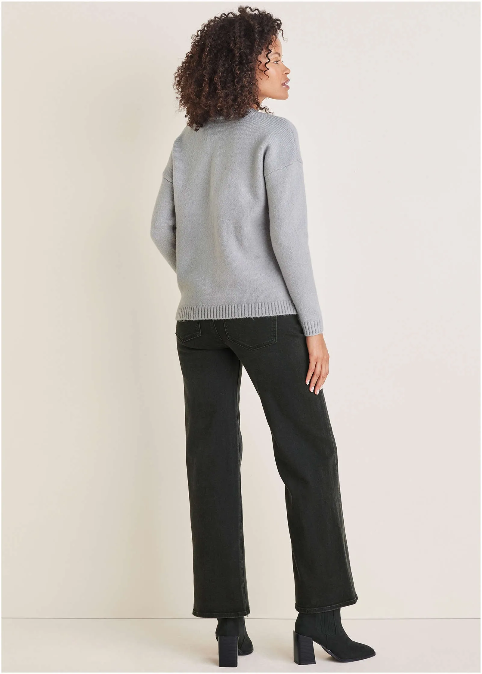 Ruched Sweater - Light Heather Grey