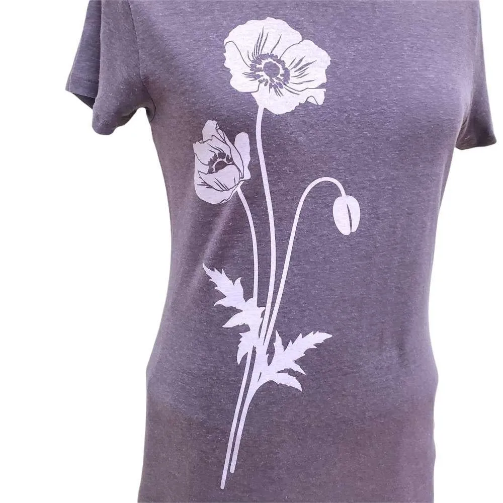 Short Sleeve - Purple Poppies Hemp and Organic Cotton by Uzura