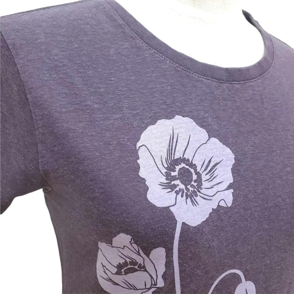 Short Sleeve - Purple Poppies Hemp and Organic Cotton by Uzura