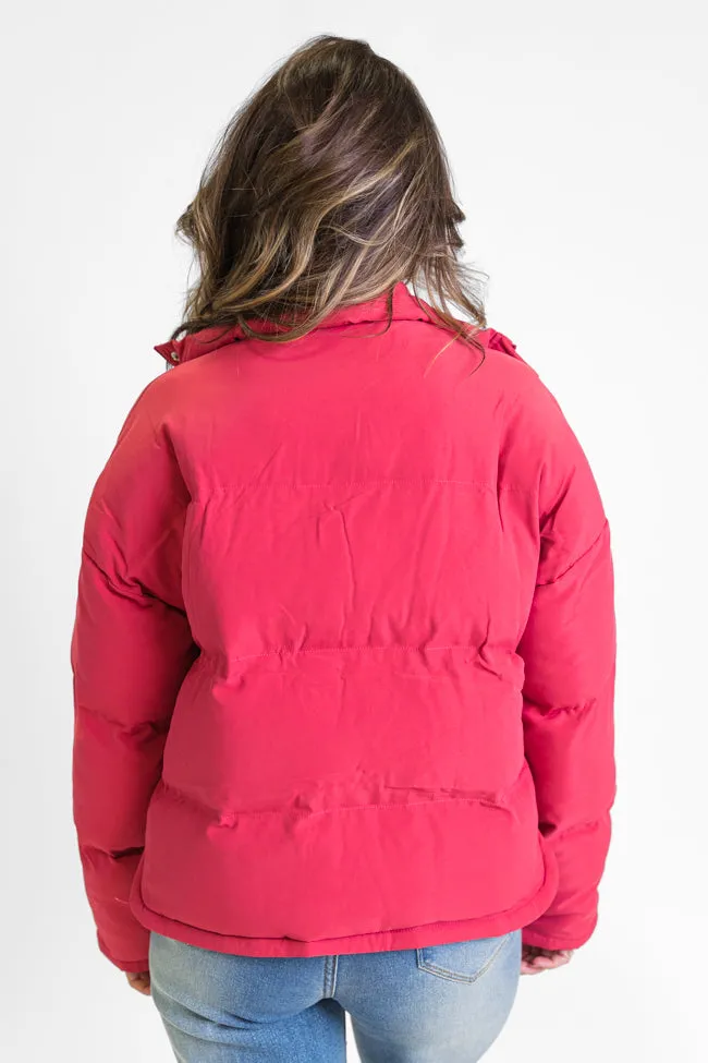 Snow Problem At All Magenta Puffer Jacket SALE