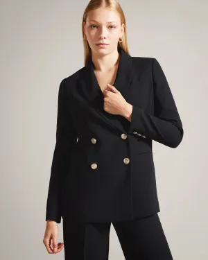 Ted Baker Llayla Double Breasted Jacket With Embossed Buttons | Black