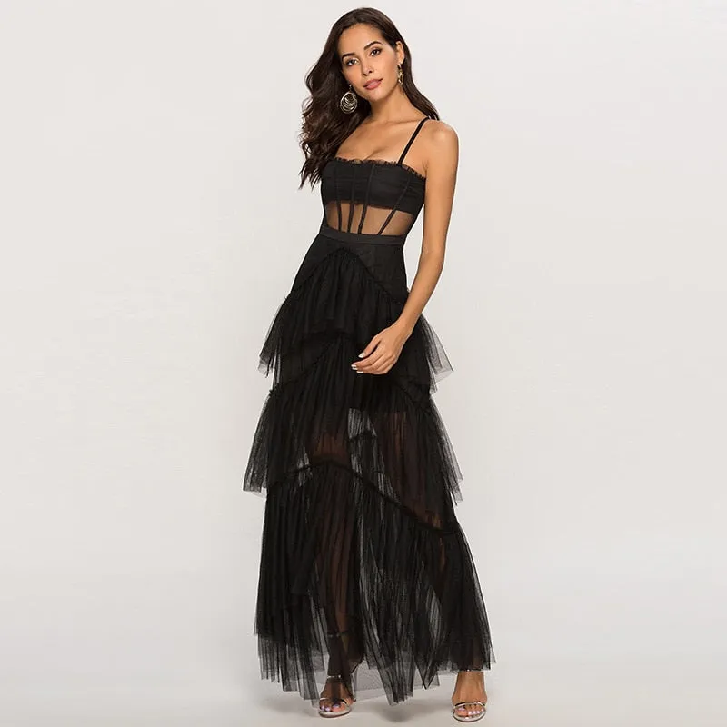 Trendy Lace Hollow Out Maxi Dress