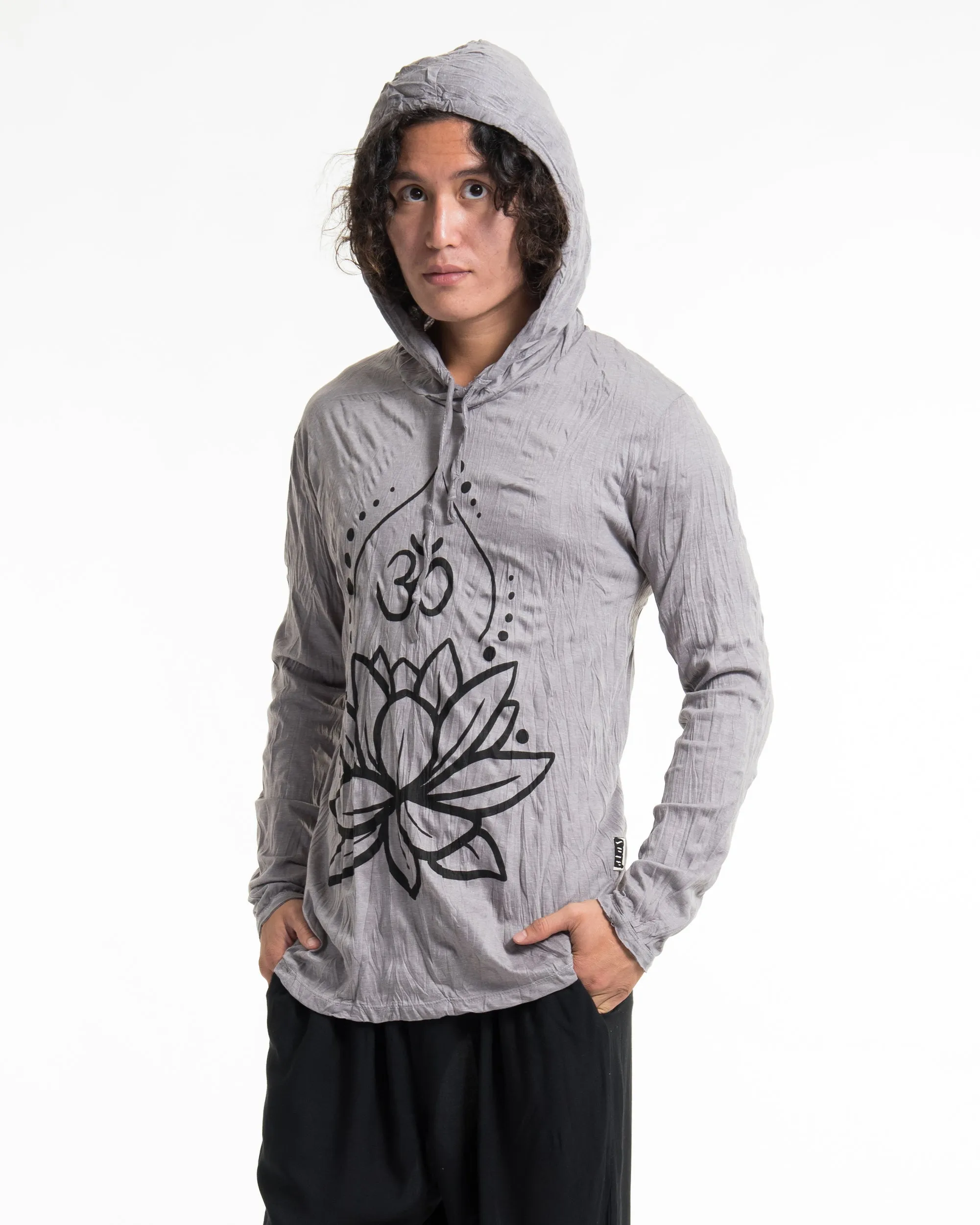 Unisex Lotus Om Hoodie in Gray