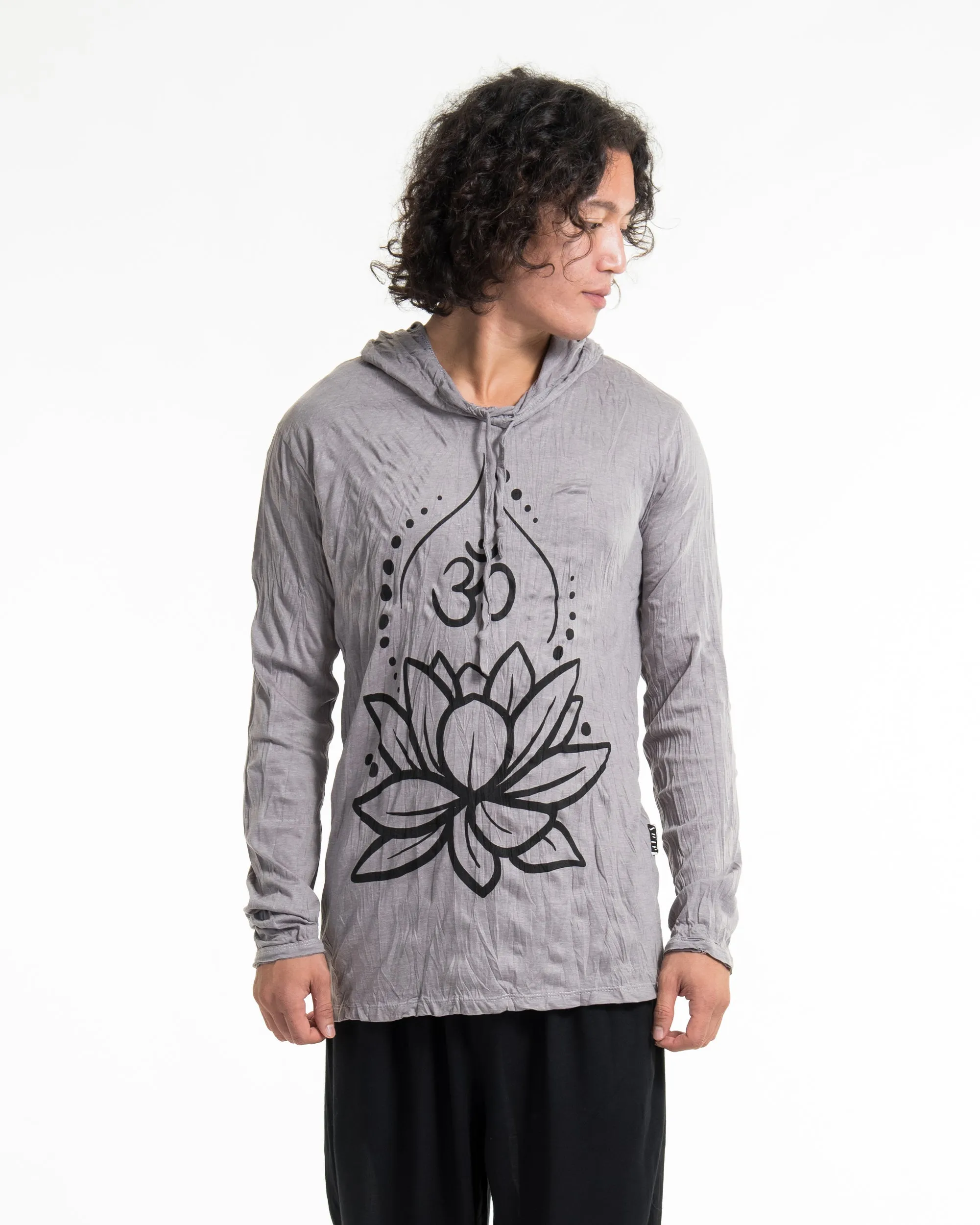 Unisex Lotus Om Hoodie in Gray