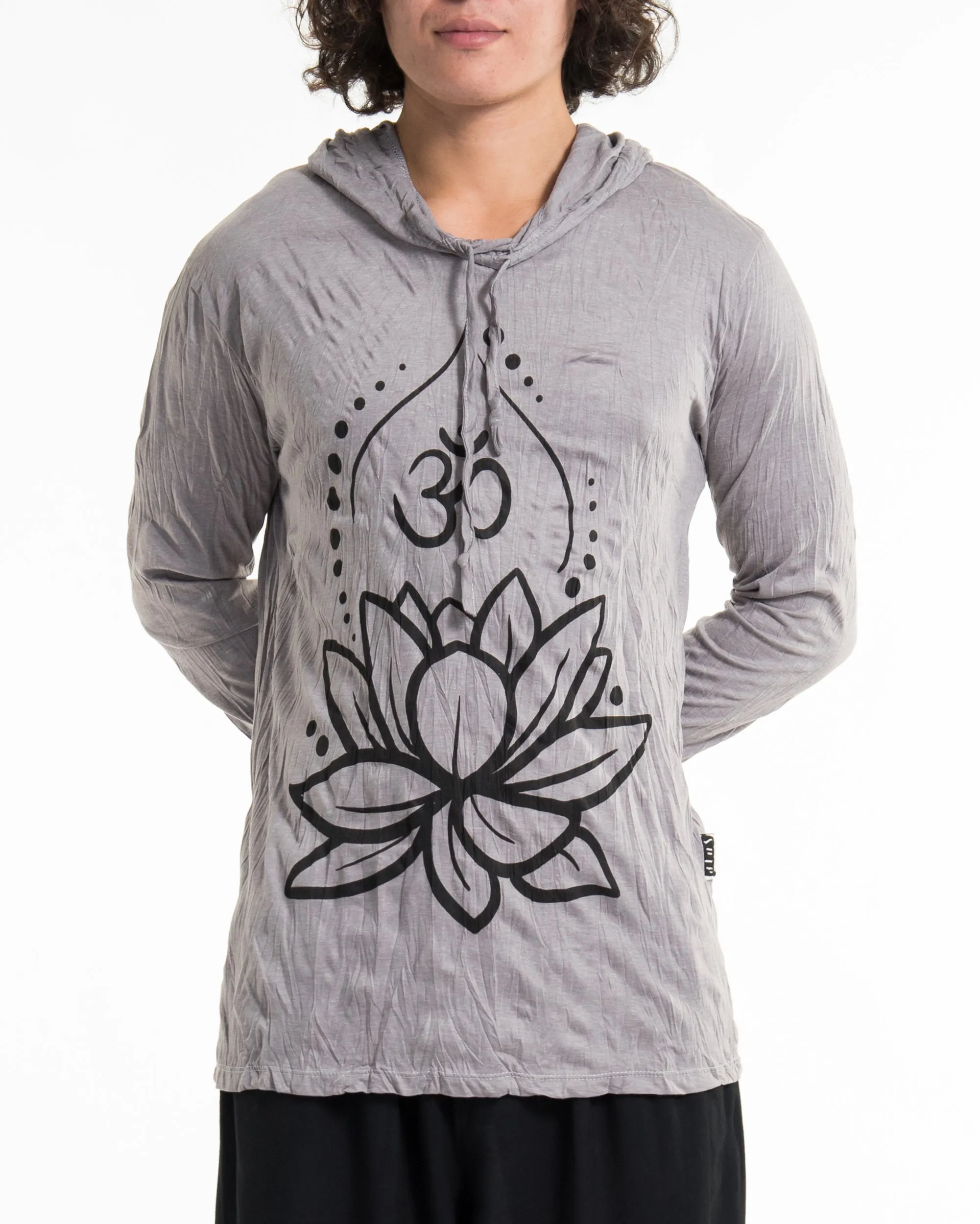 Unisex Lotus Om Hoodie in Gray