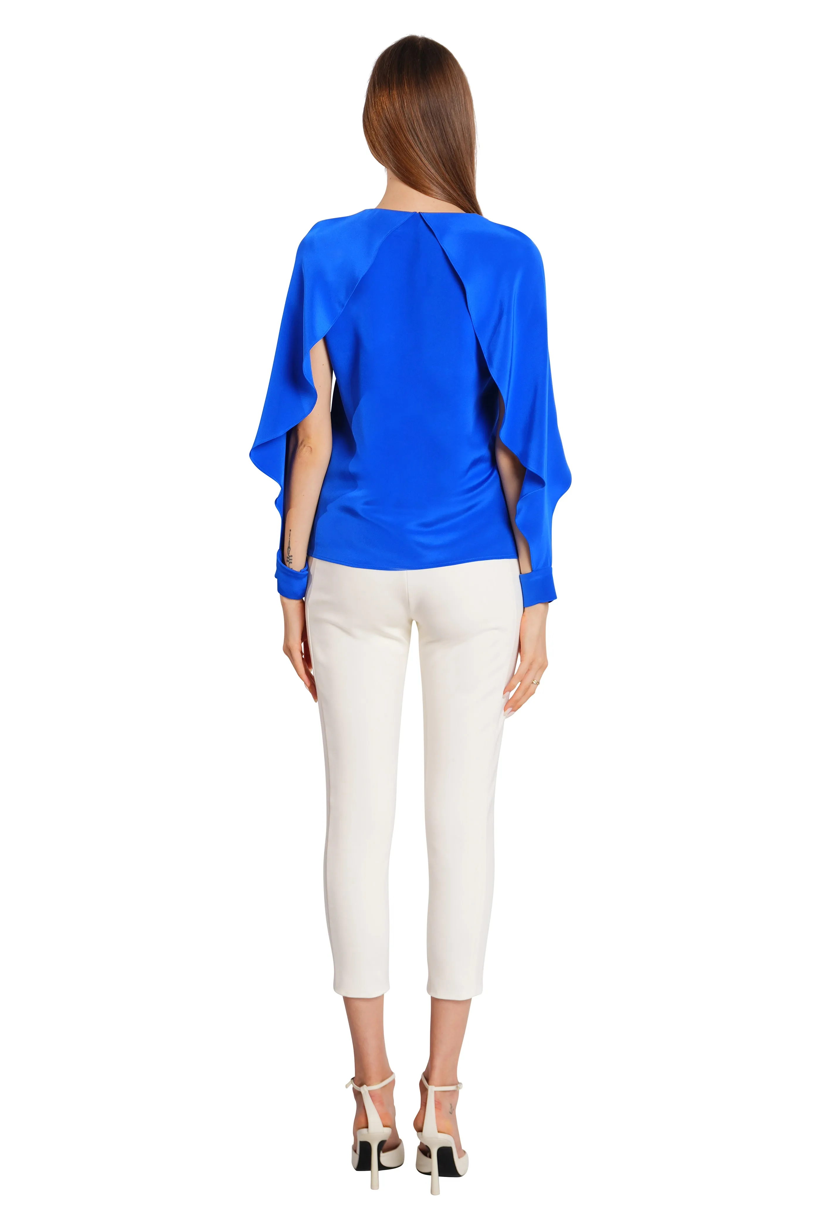 Vale Cape Sleeves Silk Crepe Top