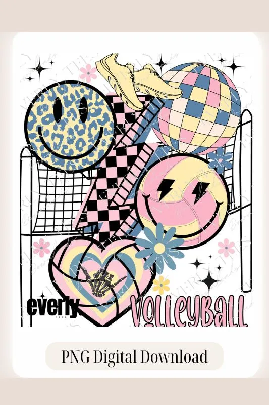 Volleyball Retro Vibes Design PNG Download