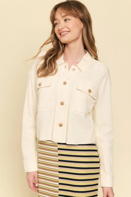 Waffle Knit Cropped Jacket