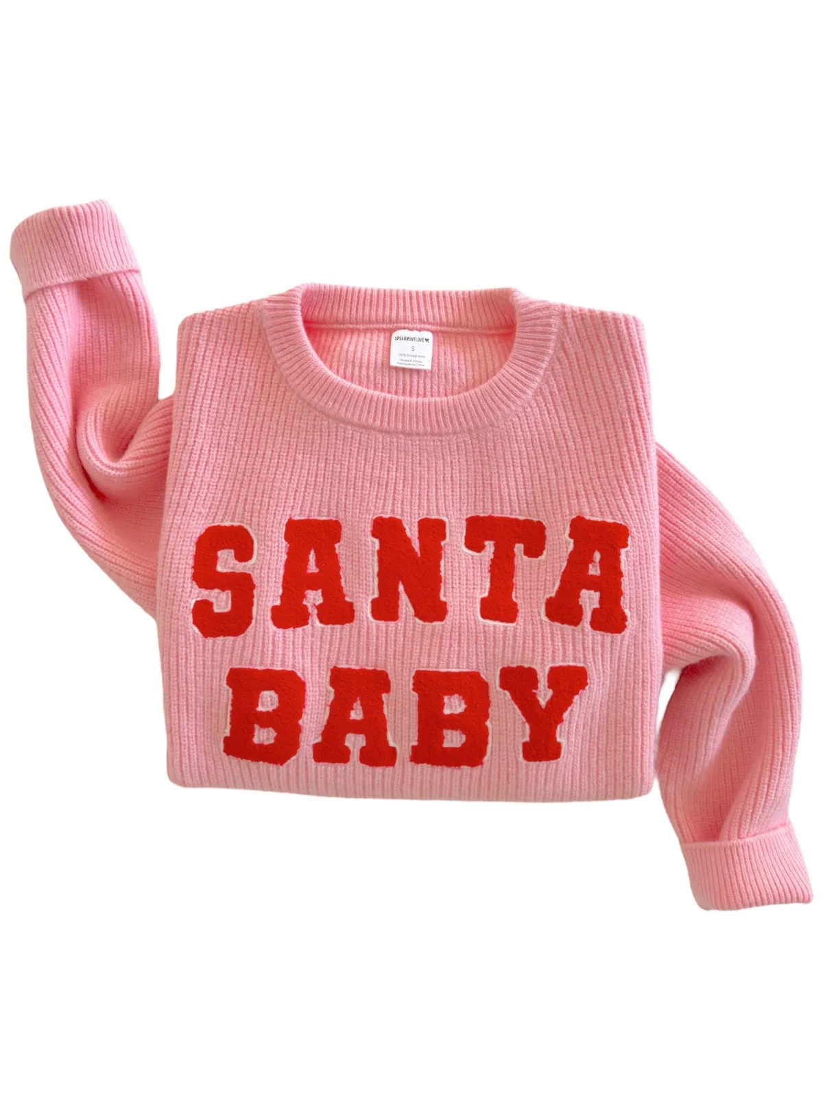 Women's Knit Sweater, Santa Baby Pink