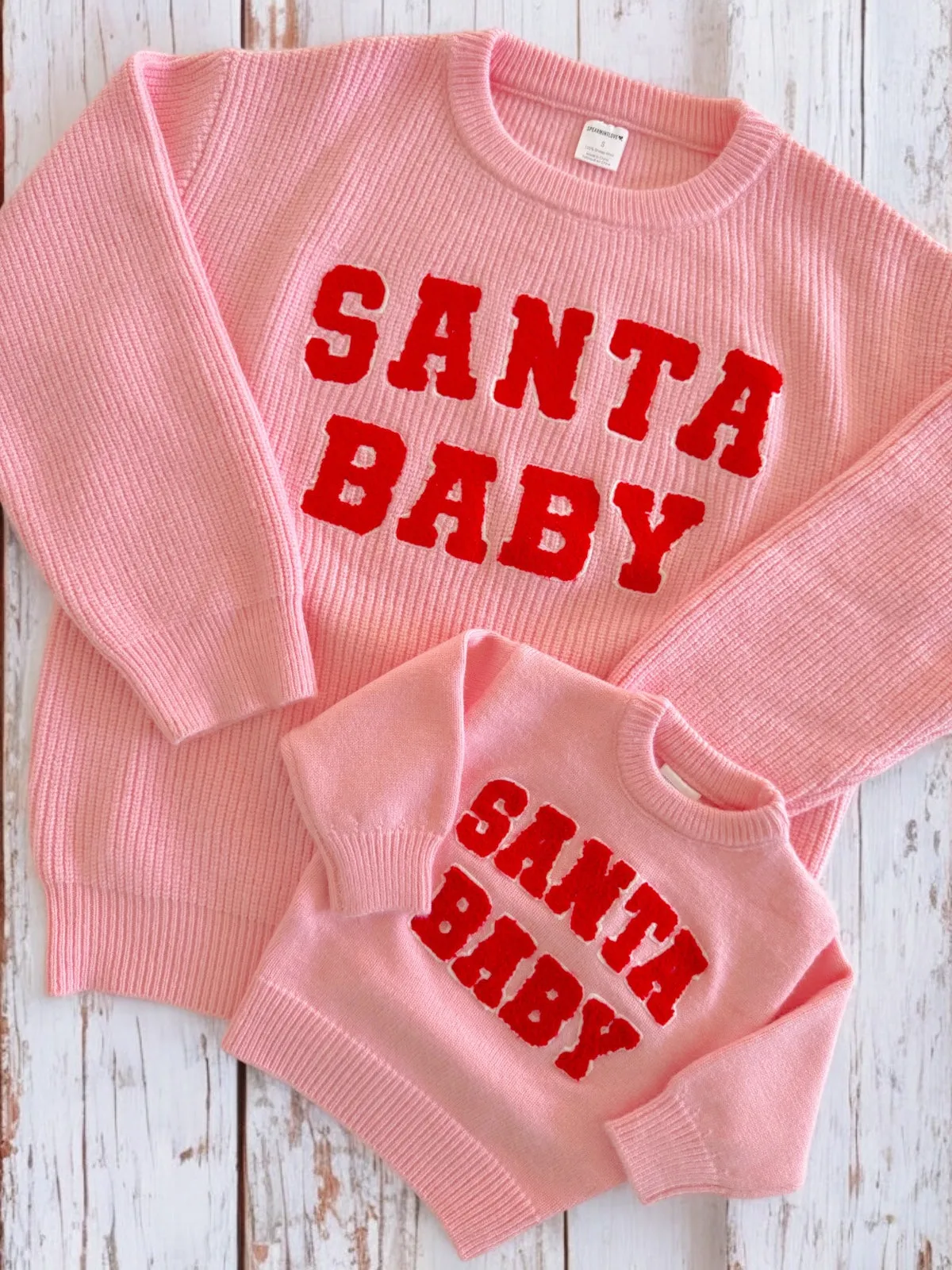 Women's Knit Sweater, Santa Baby Pink